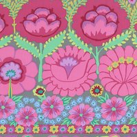 Freespirit Embroidered Flower Border Print Fabric - Pink