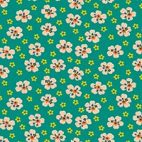 Freespirit Flower Girl Print Fabric - Green