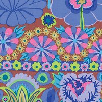 Freespirit Embroidered Flower Border Print Fabric - Blue