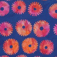 Freespirit Saw Circles Print Fabric - Royal Blue/Red