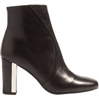 Karen Millen Block Heeled Ankle Boots - Black Leather