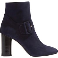 Karen Millen Buckle Block Heeled Ankle Boots - Dark Blue