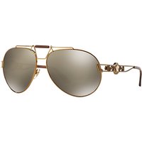 Versace VE2160 Aviator Sunglasses - Dark Gold/Mirror Brown