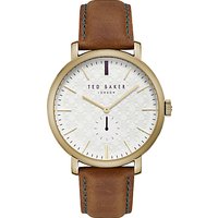 Ted Baker Men's Trent Leather Strap Watch - Tan/White