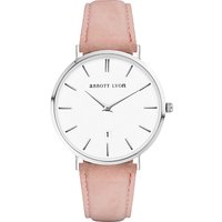 Abbott Lyon Women's Kensington 34 Date Leather Strap Watch - Pink/White