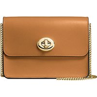 Coach Bowery Leather Turnlock Chain Across Body Bag - Saddle