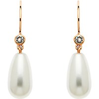 Finesse Pearl And Swarovski Crystal Drop Earrings - Rose Gold/White