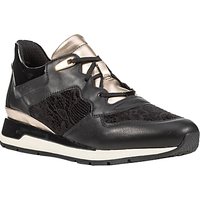 Geox Shahira Breathable Lace Up Trainers - Black/Gold