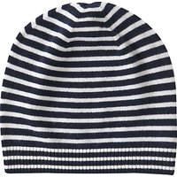 Pure Collection Cashmere Stripe Hat - Navy Stripe