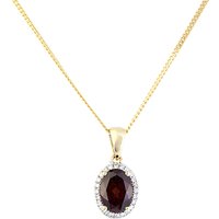 A B Davis 9ct Gold Diamond Oval Pendant Necklace - Garnet