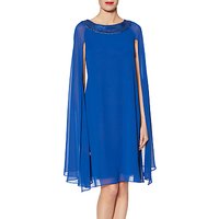 Gina Bacconi Molly Sequin Neck Cape Dress - Lapis Blue