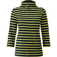Pure Collection Funnel Neck Top - Navy/Chartreuse