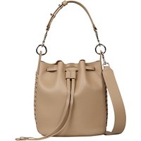 AllSaints Ray Leather Small Bucket Bag, Black - Sand