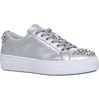 MICHAEL Michael Kors Poppy Embellished Lace Up Trainers - Silver