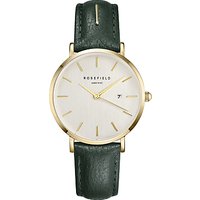 ROSEFIELD Women's September Issue Art Director Date Leather Strap Watch - Green Ink/White