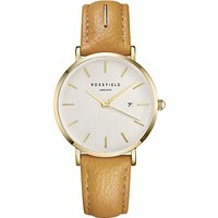 ROSEFIELD Women's September Issue Art Director Date Leather Strap Watch - Tan/White