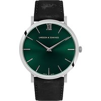 Larsson & Jennings Unisex Lugano Leather Strap Watch - Black/Green