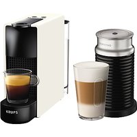 Nespresso Essenza Mini Intense Coffee Machine By KRUPS With Aeroccino Milk Frother - White/Black