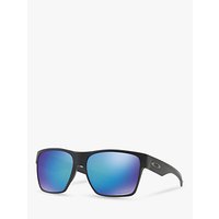 Oakley OO9350 Two Face XL Prizm Polarised Square Sunglasses - Matte Black/Sapphire Iridium