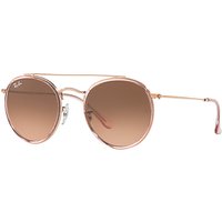Ray-Ban RB3647N Double Bridge Round Sunglasses - Gold/Brown Gradient
