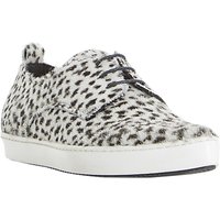 Dune Black Frenche Pointed Lace Up Trainers - Black/White Hair On Hide
