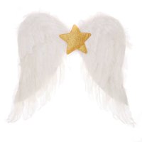 Kids White Feathers With Gold Star Wings