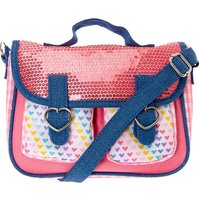 Kids Pink Hearts & Sequins Satchel Crossbody Bag