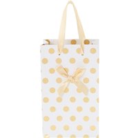 Small White And Gold Polka Dot Gift Bag