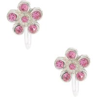 Pretty Pink Crystal Flower Stud Earrings