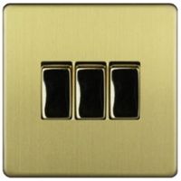 Varilight 10A 2-Way Single Brushed Brass Effect Switch - 5021575760255
