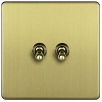 Varilight 10A 2-Way Single Brushed Brass Effect Switch - 5021575760279