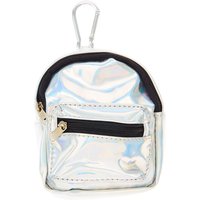 Silver Holographic Mini Backpack Purse Keyring