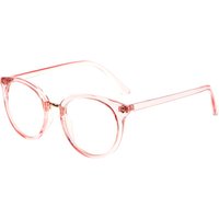 Clear Pink Round Fake Glasses