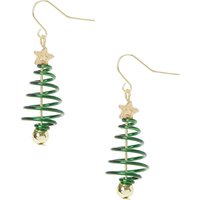 Spiral Christmas Tree Drop Earrings