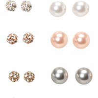 Large Faux Pearl And Fireball Stud Earrings