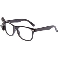 Kids Simulated Rhinestone Black Bow Geek Glasses