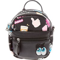 Sassy Patches Black Faux Leather Crossbody Bag