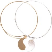 Best Friends Gold And Silver-tone Yin Yang Symbol Bangle Bracelets