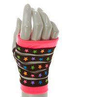 Neon Rainbow Stars Glow In The Dark Fingerless Gloves