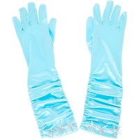 Kids Ice Blue Snowflake Ruched Gloves