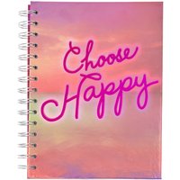 Choose Happy Neon Lights Spiral Notebook