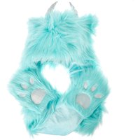 Furry Yeti Hood With Paw Gloves & Scarf