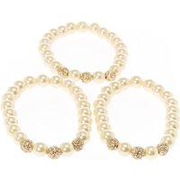 Ivory Faux Pearl And Gold-tone Fireball Bracelets