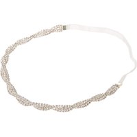 Clear Woven Crystal And White Ribbon Choker Headwrap