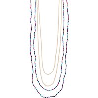 Multi-Strand Coloured Bead And Gold-Tone Long Necklace