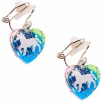 Unicorn Heart Drop Clip On Earrings