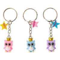 3 Pack Best Friends Fuzzy Owls Keyrings