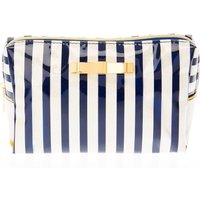 Glitter Navy & Gold Stripe Print Cosmetic Bag