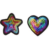 Best Friends Rainbow Sequins Heart And Star Pins