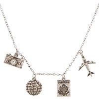 Silver-Tone Travel Charm Necklace
